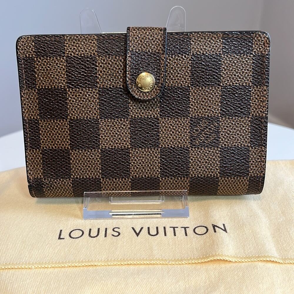 LOUIS VUITTON Vintage Kiss Lock Damier Porte Monnaie Billets Viennois Wallet EUC
